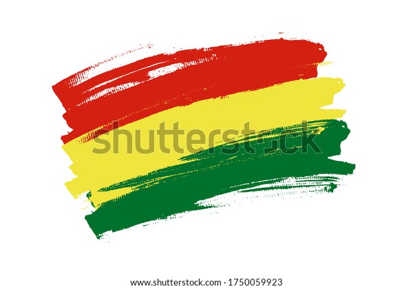 ボリビア多国籍国旗 ボリビアの三色刷毛のコンセプト 白い背景に水平のベクターイラスト のベクター画像素材 ロイヤリティフリー