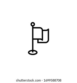 Flag point vector icon in linear, outline icon isolated on white background