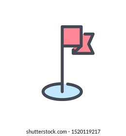 Flag pointer color line icon. Location vector outline colorful sign.