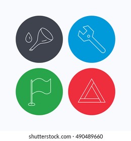 Flag pointer, emergency sign and wrench key.