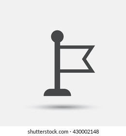 Flag pointer sign icon. Location marker symbol. Flat flag web icon on white background. Vector
