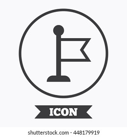 Flag pointer sign icon. Location marker symbol. Graphic design element. Flat symbol in circle button. Vector