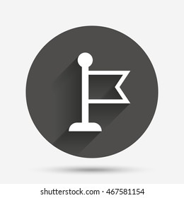 Flag pointer sign icon. Location marker symbol. Circle flat button with shadow. Vector