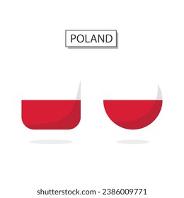Bandera de Polonia 2 Formas icono Estilo de caricatura 3D.