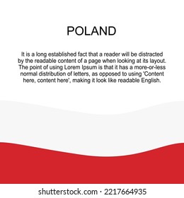 Bandera de Polonia para pancartas con fondo blanco cuadrado. Bandera de Polonia con espacio para el texto. Banner cuadrado de Polonia con bandera. ilustración vectorial eps10