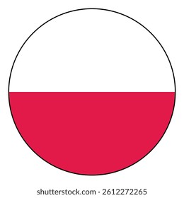 Flag of Poland. Black edge. Poland circle flag logo icon computer vector illustration design.