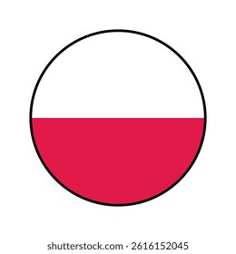 Flag of Poland. Black edge. Poland circle flag logo icon computer vector illustration design.