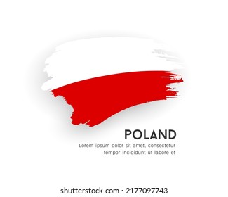 Flag of Poland, brush stroke design isolated on white background, EPS10 vector illustration
