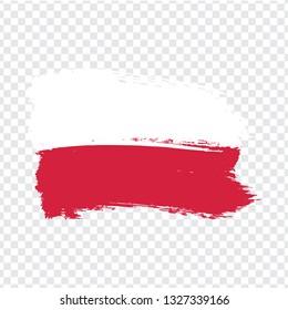 Flag of  Poland from brush strokes.  Flag Poland on transparent background for your web site design, logo, app, UI. Stock vector. Vector illustration EPS10.