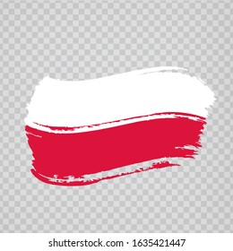 Flag of Poland from brush strokes.  Flag  Republic of Poland  on  transparent background for your web site design, app, UI. Stock vector. Vector illustration EPS10