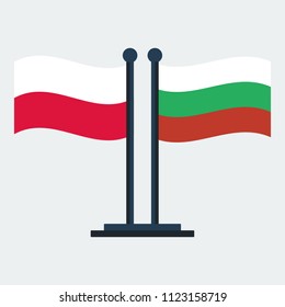 Flag Of Poland And Bulgaria.Flag Stand On White Background. Vector Design