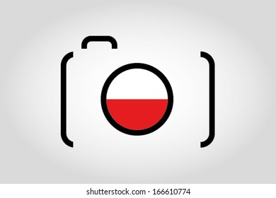 The flag of Poland in a Camera Lens