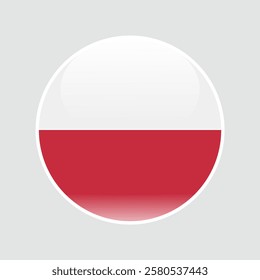 The flag of poland. Circle icon flag. 3d illustration. glossy circle badge	