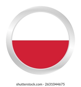 Flag of Poland. Circle flag icon logo. Round flag. Flag icon. Standard color. Digital illustration. Vector illustration.	