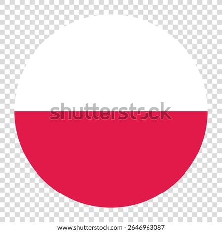 Flag of Poland. Poland circle flag logo icon computer vector illustration design. Checkerboard background.