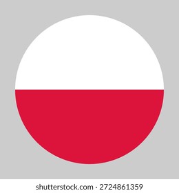 Flagge von Polen in Kreisform mit genauen Proportionen und offiziellen Farben