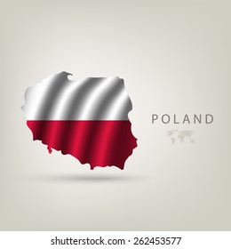 Flag of POLAND as a country with shadow