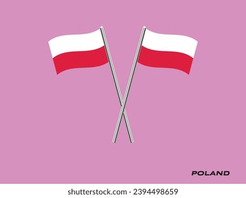 Flag of Poland, Poland cross flag design. Poland cross flag isolated on white background. Vector Illustration of crossed Poland flags.