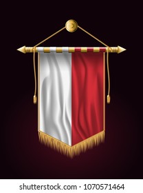 Flag of Poland. Festive Vertical Banner. Wall Hangings with Gold Tassel Fringing