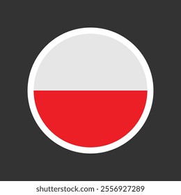 Flag of Poland. Flag flat color. Round flag. Vector digital illustration.