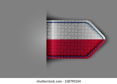 Flag of Poland in the form of a glossy textured label or bookmark. Vector illustration.