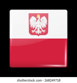 Flag of Poland. Glossy Icons Square Shape. This is File from the Collection European Flags