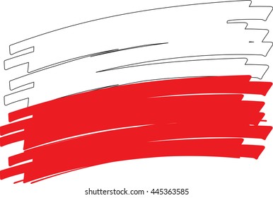 Flag of poland in a graphic version with brushstrokes
