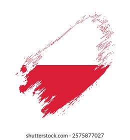 Flag of Poland Grunge Brush Stroke Style Vector