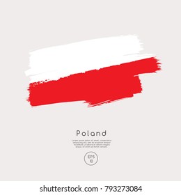 Flag of Poland in Grunge Brush Stroke : Vector Illustration