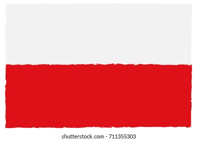 Flag of Poland. Hand Painted with Brush. Vector Illustration.