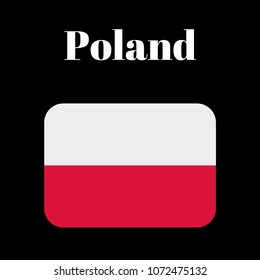 Flag of Poland icon, badge or button. Poland national symbol. Vector illustration.