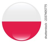 Flag of Poland. Flag icon. Standard color. Circle icon flag. 3d illustration. Computer illustration. Digital illustration. Vector illustration.