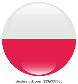 Flag of Poland. Flag icon. Standard color. Circle icon flag. 3d illustration. Computer illustration. Digital illustration. Vector illustration.