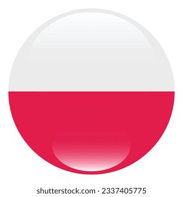 Flag of Poland. Flag icon. Standard color. Circle icon flag. 3d illustration. Computer illustration. Digital illustration. Vector illustration.