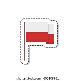 flag of Poland icon, sticker. isolated on white background. vector illustration