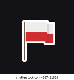 flag of Poland icon, sticker. vector illustration