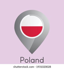 Bandera de Polonia diseño de icono de alfiler de ubicación, ilustración simple de gradiente brillante, eps 10
