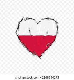 Bandera de Polonia en pincel de textura de amor con fondo transparente, ilustración vectorial en archivo eps