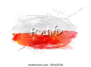 Flag of Poland made with colorful splashes
