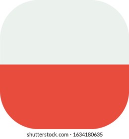 Flag of Poland. Modern icon design, rounded square flag.