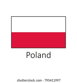 Flag of Poland with name icon. Official colors and proportion correctly. National Poland Flag vector. Poland Flag vector illustration. 