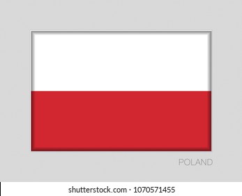 Flag of Poland. National Ensign Aspect Ratio 2 to 3 on Gray Cardboard