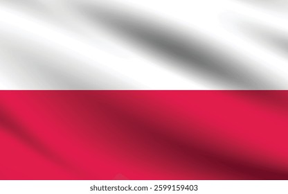 Flag of Poland. Poland flag official colors and proportion digital vector illustration. Wavy flag.