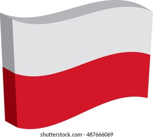 Flag of Poland, officially the Republic of Poland. Vector illustration of a stylized flag. The slit in the paper with shadows. Element for infographics.