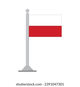 Flag of Poland on flagpole isolated