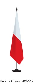 Flag of Poland on a flagstaff. Vector illustration