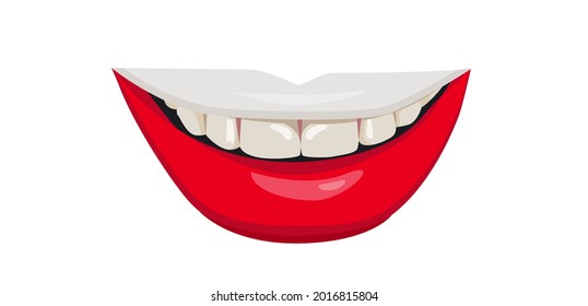 The flag of Poland on the lips. A woman's smile with white teeth. Vector illustration.
