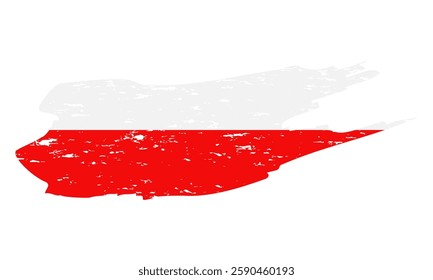 Flag of Poland, paint brush texture with grunge effect, polish flag. Vector illustration, EPS 10