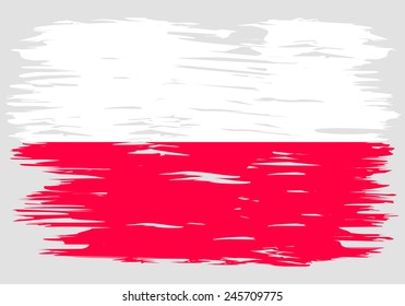 The flag of Poland. Painted brush colored inks. Symbol Independence Day National Patriotic Travel Country Background Grunge Paint Stock Vector Icon Logo Picture Image Illustration Political