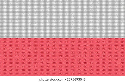 A flag of Poland painted on texture. Glittering dotted luxury Polish flag background. Mosaic white and red Poland flag.